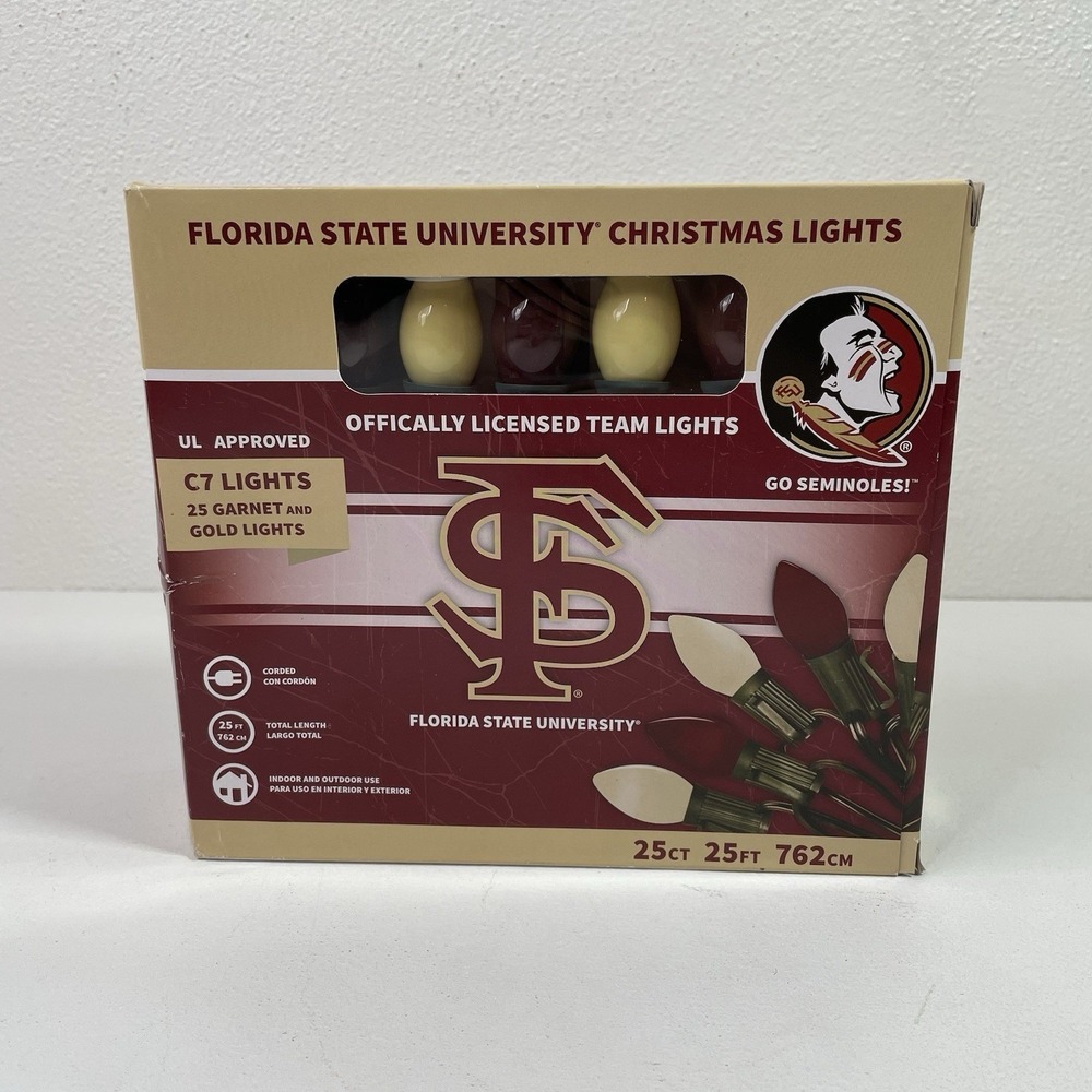 Florida State Seminoles Decorative String Light Set Christmas Lights C7 25ft